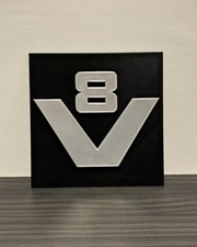 Scania V8 Badge - Old Style Grille Badge - Black and Silver