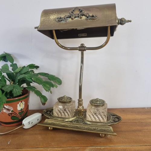 Brass vintage bankers lamp - brass,
