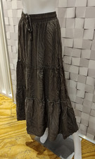 Khaki Green tiered skirt size S 8 6 Gypsy Boho skirt