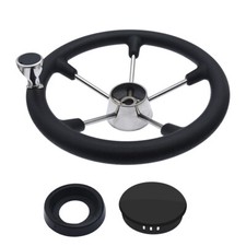 Boat Marine 5 Spoke Destroyer Steering Wheel 13-1/2 Inches with Foam Grip & Knob