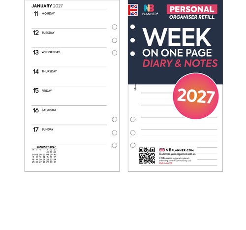 2027 week one page diary - week, on