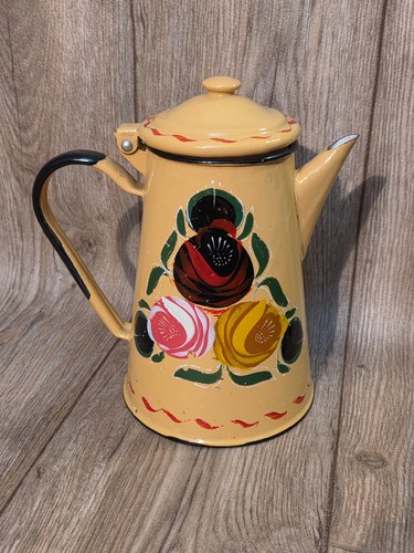 Vintage retro yellow enamel - vintage,