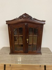 Vintage Wooden 3 Tier Curio Cabinet Showcase Display Shelf With Glass Front