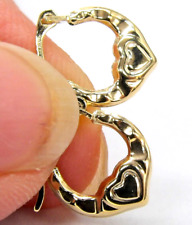 9ct Gold Heart Hoop Earrings Heart Love Creole 9 Carat Yellow Gold SMALL NEW