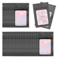 100 Pcs Anti Tarnish Jewelry Bags Pouch, 3.94 x 2.36 Inch, Laser Black