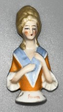 Antique Half Doll for Pin Cushion Vintage Porcelain Ceramics Marked Foreign 6cm