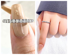 GENUINE Moissanite Ring GRA 925 Sterling Silver Eternity Engagement Sparkly Gift