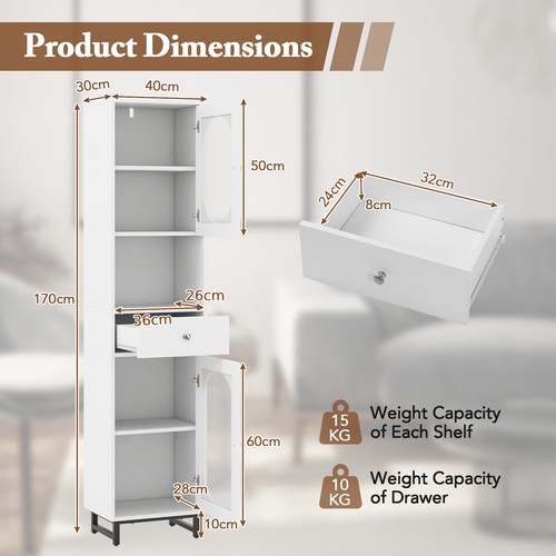 170cm high white - high, floor