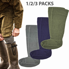 Mens Fleece Wellie Socks Wellington Boot Thermal Liners Warm UK 6-11, 1/2/3 Pack