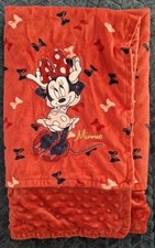 Primark Disney Minnie Mouse pram Blanket Double Sided bumps Dark Pink Used
