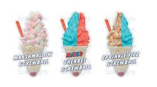 Screwball Ice Cream Stickers Set of 3 Flavours - 15cm high die cut vinyl decals 