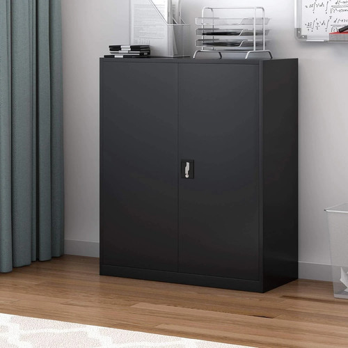 Black steel storage cabinet - steel,