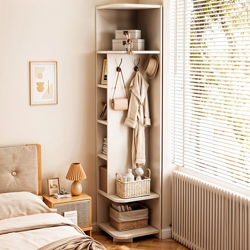 Open corner shelves - shelves, wood