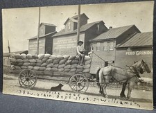Barrytown, Michigan-Wagon Load of Grain-Mill-1908-RPPC Real Photo Postcard