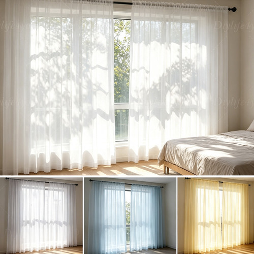 Voile curtains pair - curtains, panels)