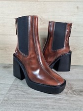 NEW Topshop Brown Hong Kong Block Heel Platform Boots Size UK EU 37 RRP £89.99