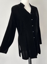 EAST Silk Velvet Oriental Vented Mandarin Button Blouse Shirt Thin Jacket UK 12