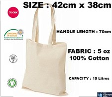 100 x Cotton shopping Plain BAGS Eco Friendly top gift Litre 42x38 TOP QUALITY