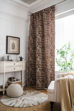 Indian Jacquard Tassel Pom Pom Curtain Hippie Curtain Boho Bedroom Window Drape
