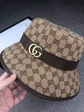 New Gucci Monogram Belt Strap Bucket Hat Brown 57cm M