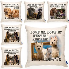 Personalised Dog Cushion Cover Love My Breed Pillow Birthday Christmas Gift