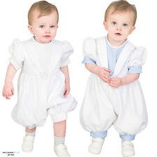  Baby Boys Christening Outfit / Christening Suit Romper White Blue Diamond New