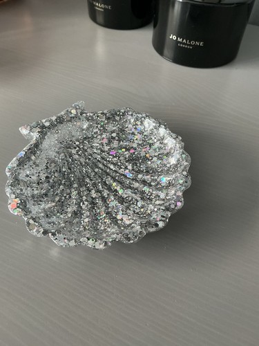 Silver glitter shell shaped - silver,