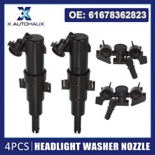 4 Pcs Front Left Right Headlight Washer Jet for BMW 323Ci with Nozzle Black