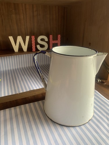 Vintage french enamel jug vase - vintage,