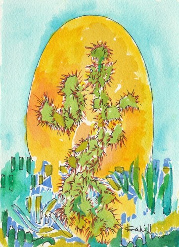 Red spines and yucca - red,