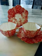 Antique Wileman 2 Teacup duos