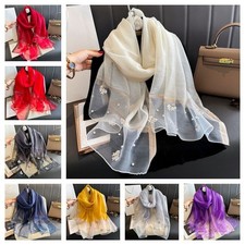 Thin Silk Scarf Embroidery Scarf Lace Scarf Wraps Elegant Hijab Shawls For Women