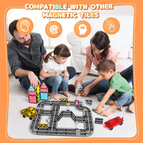 Magnetic tiles road - road, set