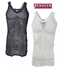 Original Pendeen Mens Premium 100% Cotton Mesh Fishnet String Vest Top V Neck 