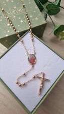 Rosary beads with cross necklace 18k Gold Plated Hypoallergenic 