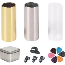 Guitar Slides Set 3 Glass Slides 1 Stainless Steel Slide 4pcs Finger Picks H6T6