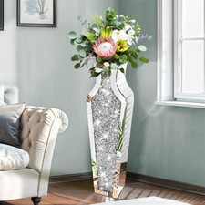 Floor Vase Crushed Diamond Mirrored Vase Silver Floor Standing Vase Home Decor