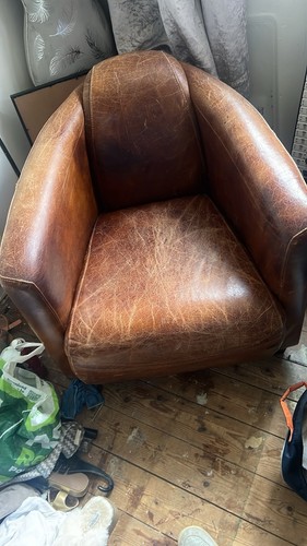 Brown leather tub - tub, pair