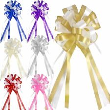 XL 80mm Jumbo Pompom Bows - 2 Toned Premium Wedding Pullbows Large