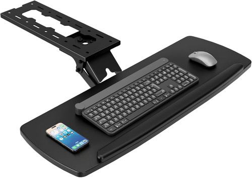 Keyboard tray under desk with - under,