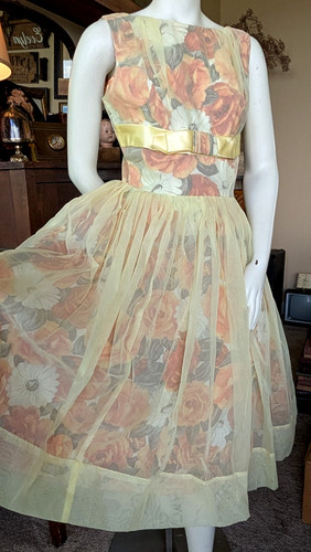 Vintage 50s yellow - vintage, chiffon