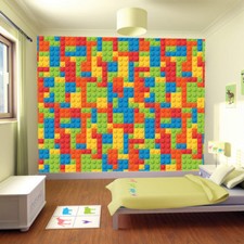 Building Block Background Wallpaper Wall Mural Photo Children Kids Bedroom