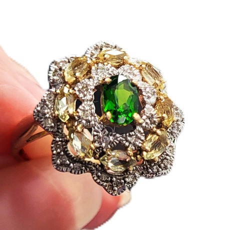 9ct gold tsavorite citrine - citrine, &