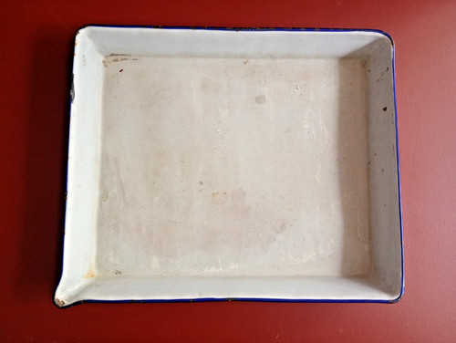 Large vintage white enamel - vintage,