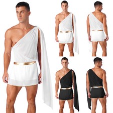 UK Men's Adult Roman Toga Costume Ancient Greek Caesar Fancy Dress Halloween