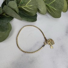 Vintage Forstner 12K GF Gold Filled Heart And Key Charm Bracelet