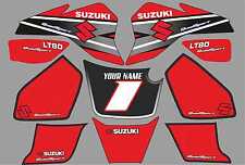 suzuki lt80 quad graphics stickers decals name & number lt 80 mx laminate red