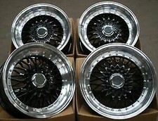 4 x 17" BBS RS STYLE ALLOY WHEELS FITS SUZUKI MINI VAUXHALL MAZDA KIA BLACK POL