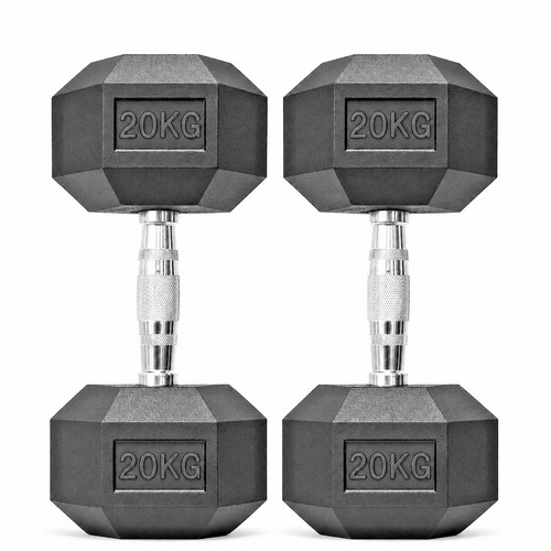 Rubber hex dumbbell - dumbbell, pair