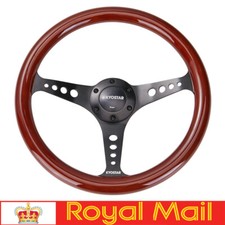 14'' Classic Wooden Steering Wheel 350mm Grain Trim Matte Spoke Fit Momo Nardi 